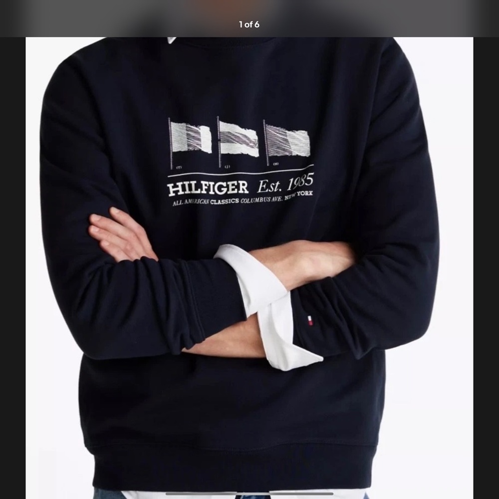 NWT TOMMY HILFIGER BLACK AND WHITE Black Graphic Sweatshirt XXL